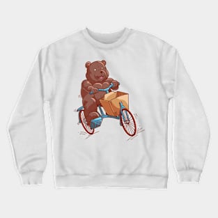 Cartoon teddy riding cargo bike Crewneck Sweatshirt